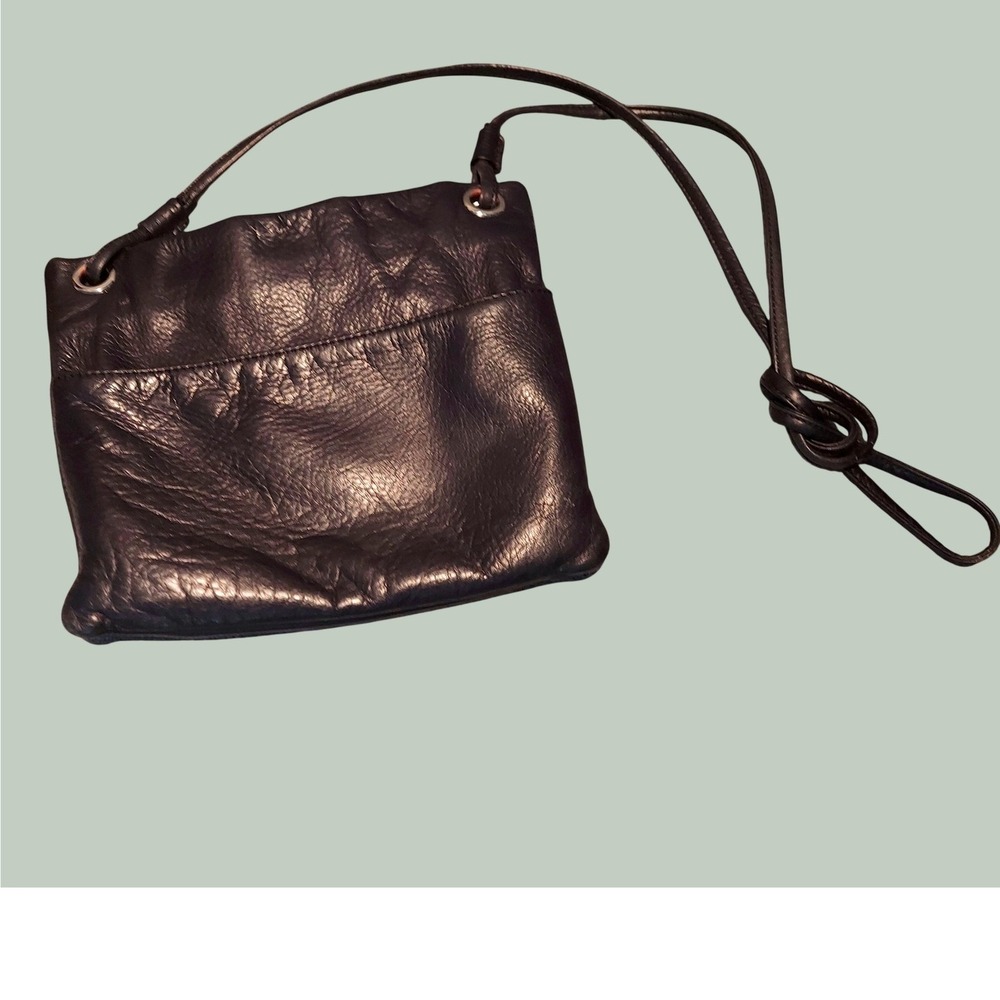 Margot Black Pebbled Leather Crossbody Bag Minimalist Small Zip Messenger